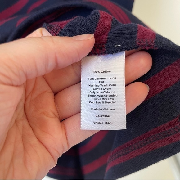 Talbots 100% Cotton 3/4 Sleeve Stripped Dress Featuring Gold Button - Picture 6 of 9